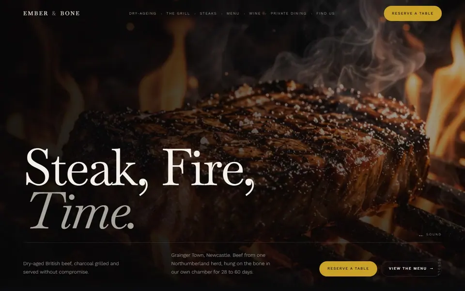 Ember & Bone website on desktop