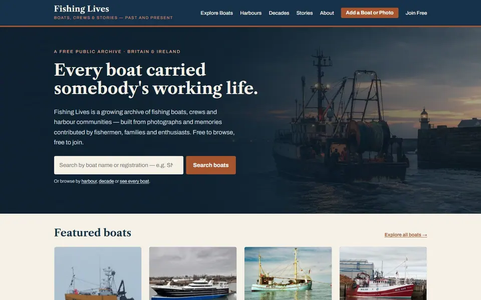 Fishing Lives website on desktop