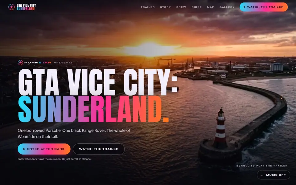 GTA Vice City: Sunderland website on desktop