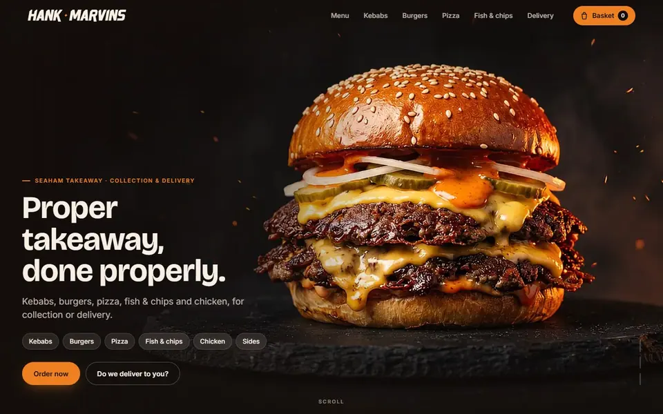 Hank Marvins website on desktop