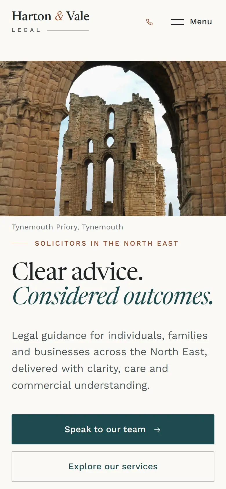 Harton & Vale Legal website on a phone