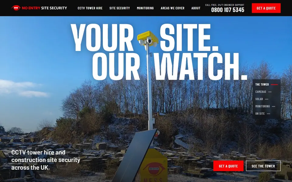 No Entry Site Security website on desktop
