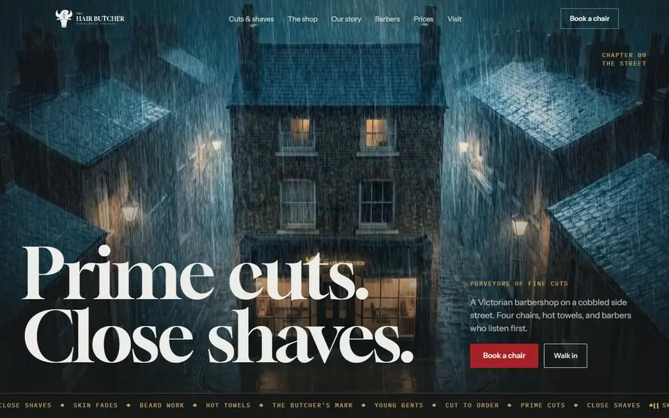 The Hair Butcher website on desktop