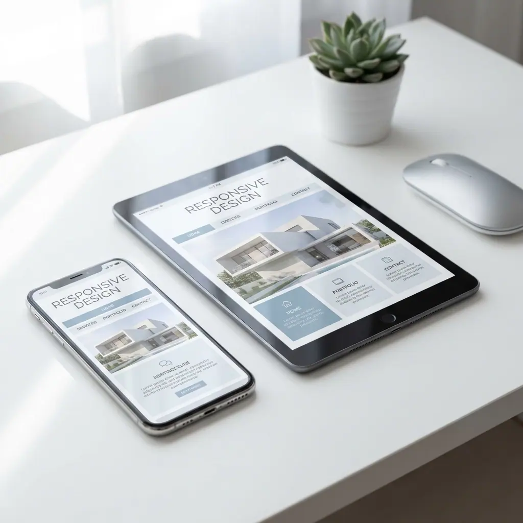 Mobile responsive website displayed on both a smartphone and tablet for North East small business web design.