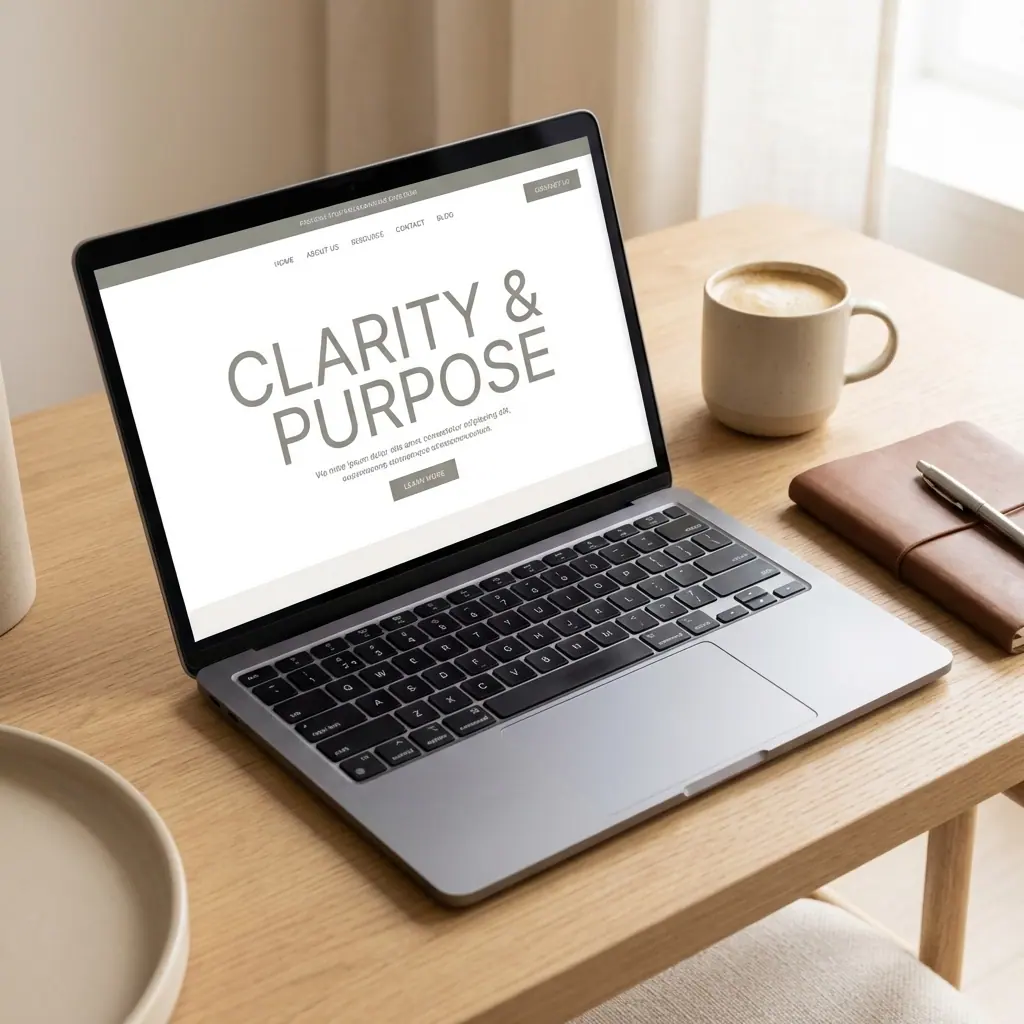 Clean laptop homepage with bold headline, showing clear branding for North East business websites.