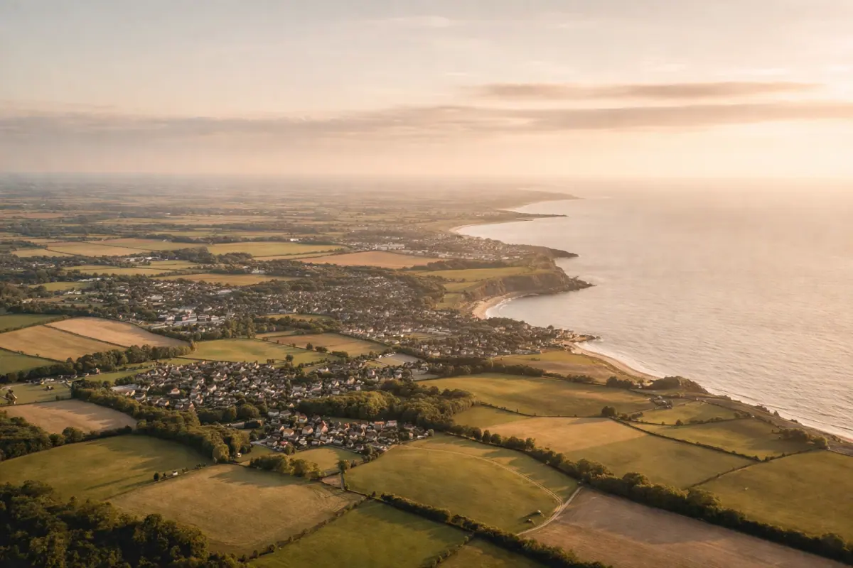 Aerial view of Sunderland and Durham coastline, home to top affordable web design services
