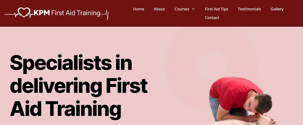 KPM First Aid Training website before the rebuild