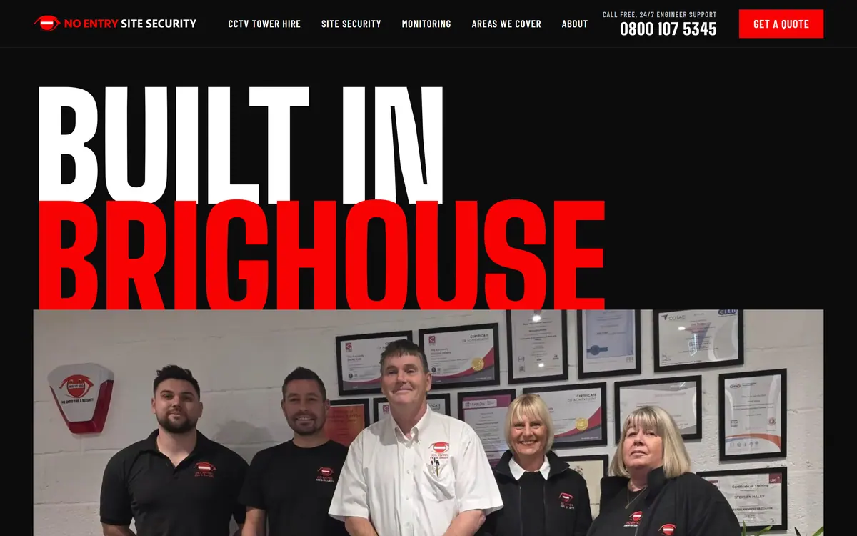 The About page of the No Entry website with the real team