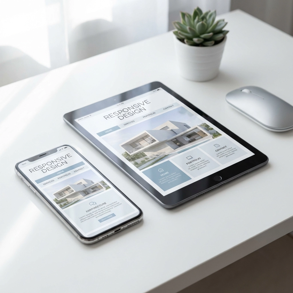 Mobile responsive website displayed on both a smartphone and tablet for North East small business web design.