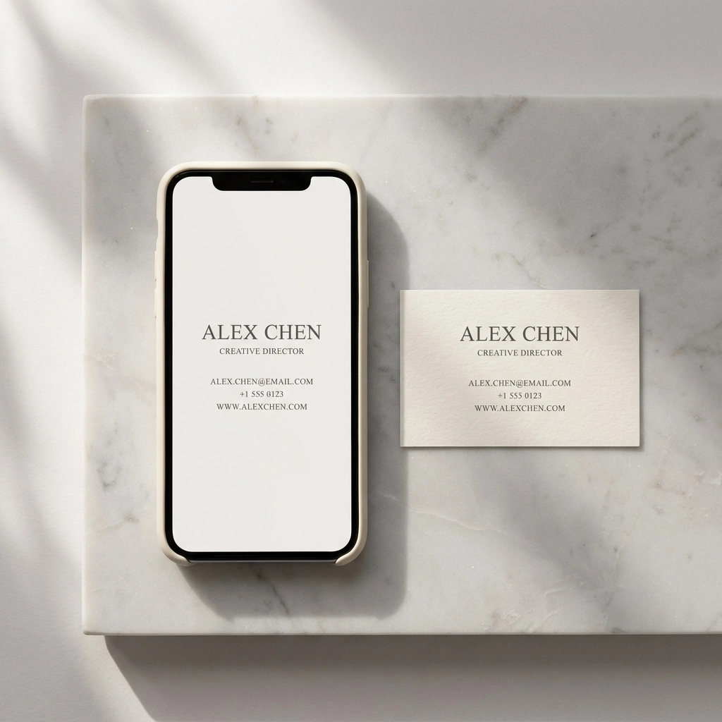 Smartphone and business card displaying matching contact details, highlighting the importance of consistent NAP for local SEO