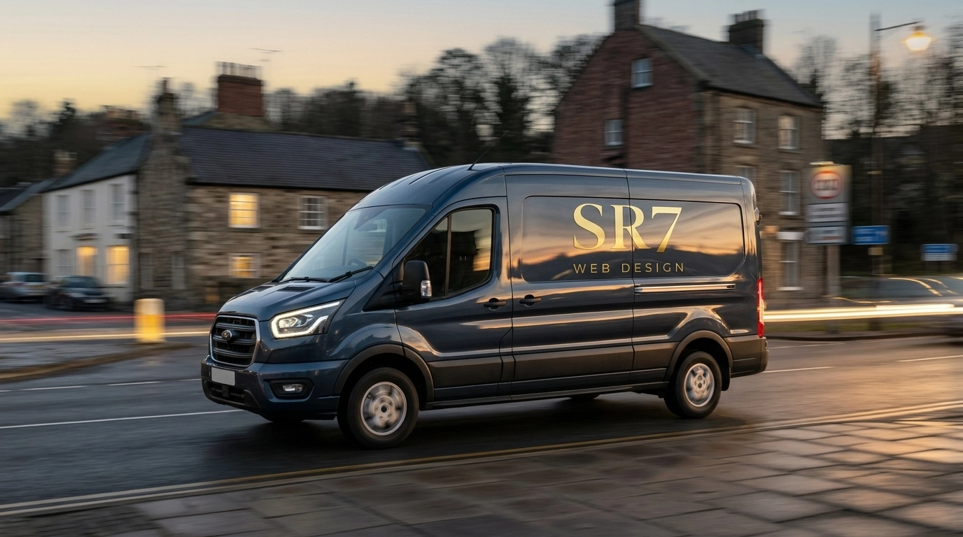 A cinematic motion-blur shot of a service van in County Durham, symbolizing business growth and efficiency.