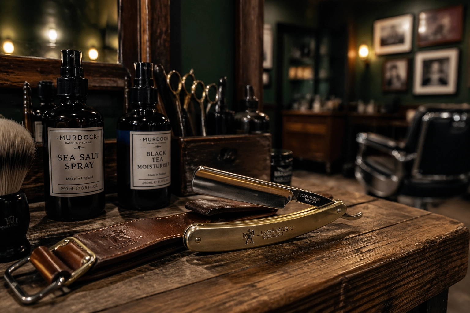 A close-up of premium barbering tools, emphasizing the craftsmanship and local expertise of a specialist shop.