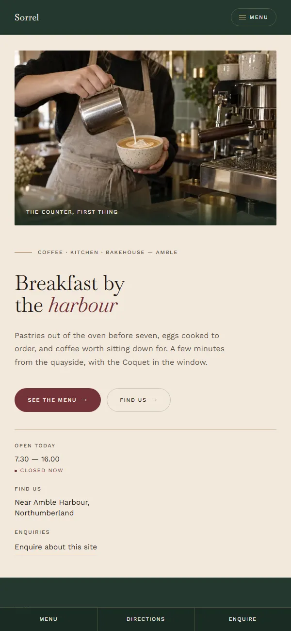 The Sorrel homepage on a phone